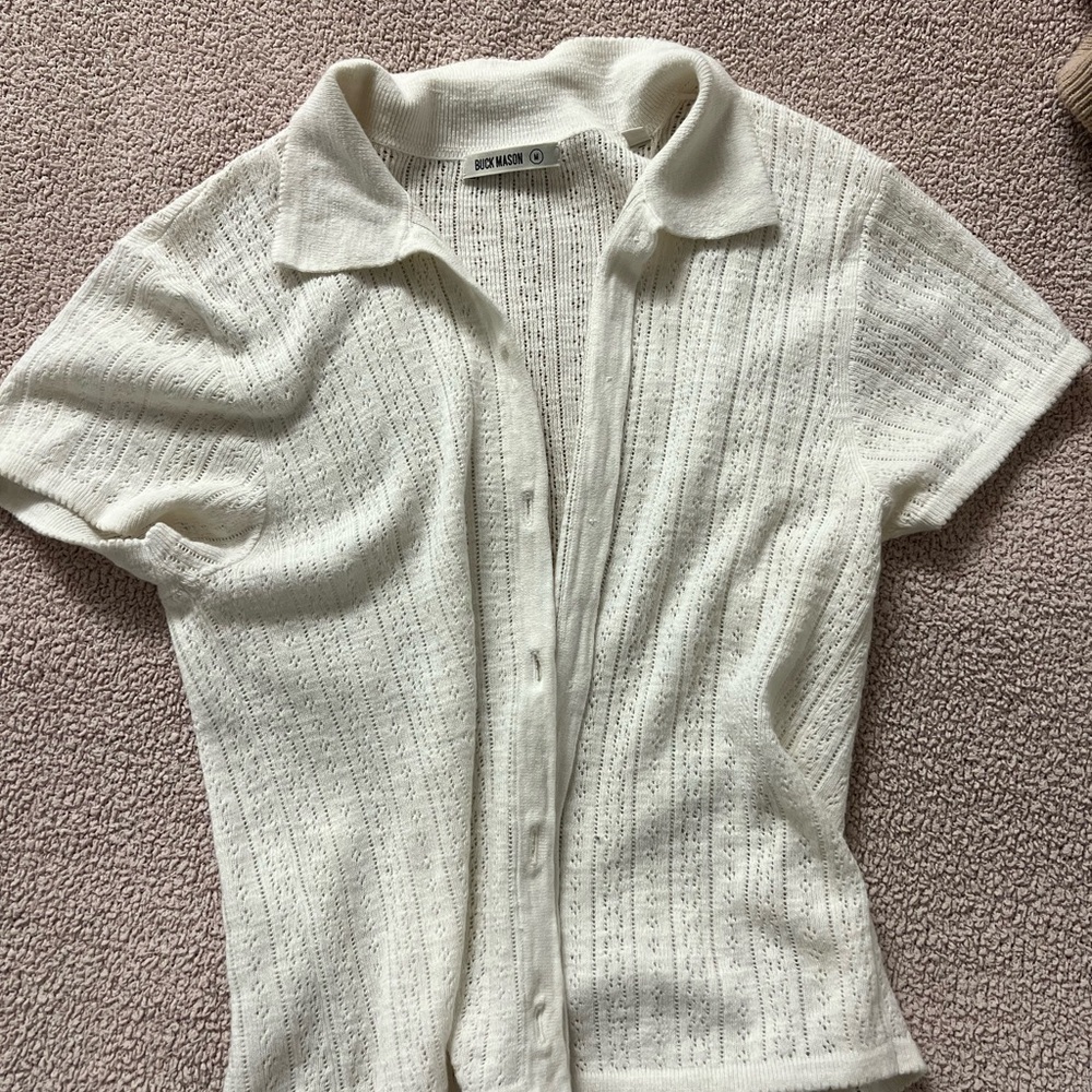 Buck Mason Pointelle polo button up short sleeve